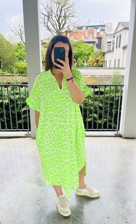 Robe léopard ISIA - Vert fluo