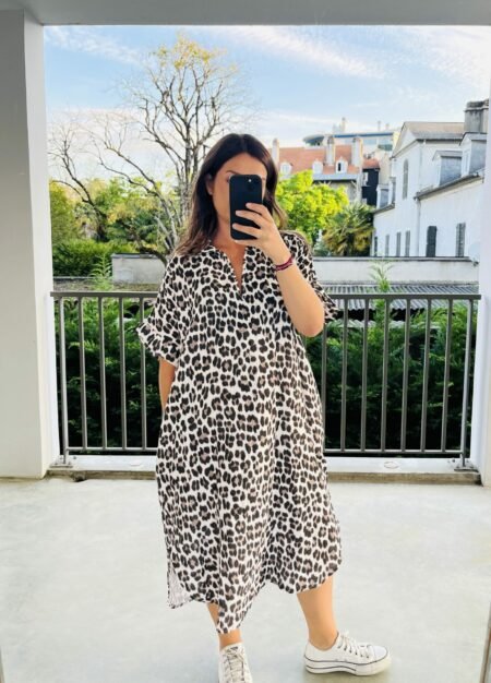 Robe léopard ISIA - Blanc