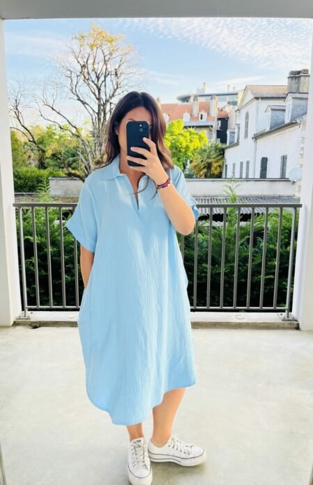 Robe unie ISIA - Bleu ciel, T.U