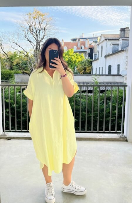 Robe unie ISIA - Jaune pastel