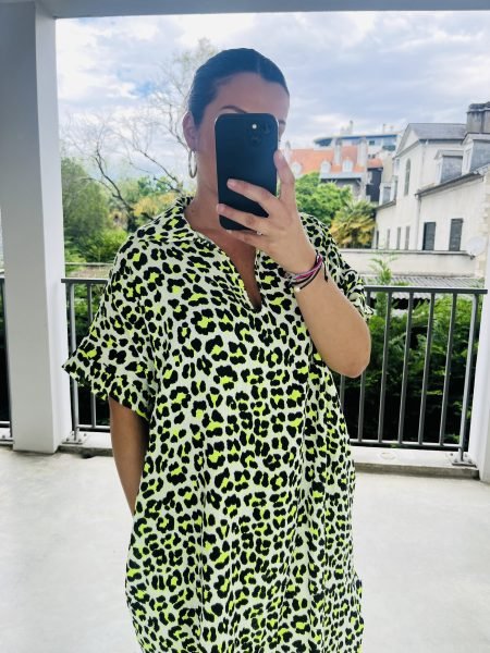 Robe léopard ISIA - noir & jaune fluo