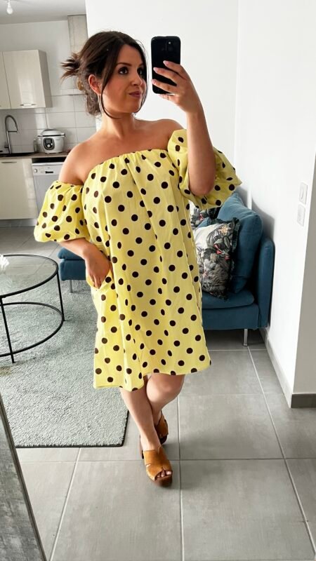 Robe bardot pois